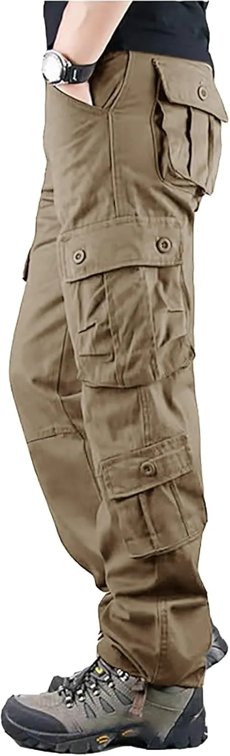 Work Pants for Men Big and Tall Casual Hiking Pants Workout Stretch Outdoor Twill Track Sweatpants Multi Pockets