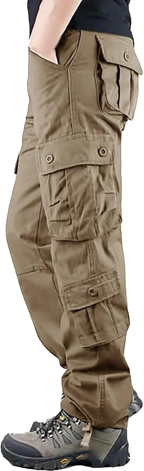 Work Pants for Men Big and Tall Casual Hiking Pants Workout Stretch Outdoor Twill Track Sweatpants Multi Pockets