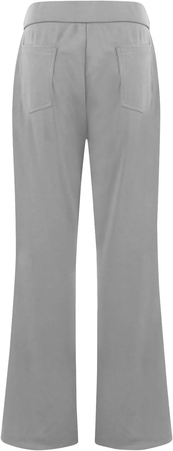 ZEFOTIM Flare Pants for Women Elastic Waist High Waisted Trouser Solid Color Curvy Trousers with Pocket
